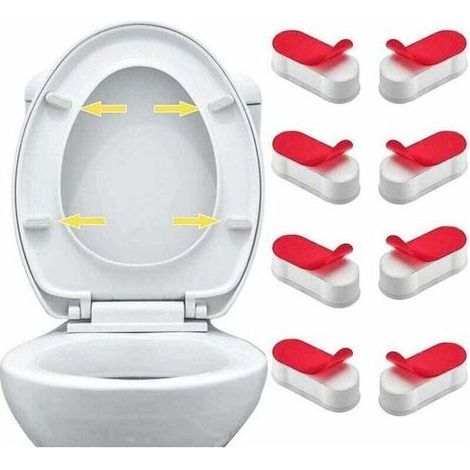 (blanc)Lot de 8 tampons universels pour abattant de toilette, avec adhésif puissant pour couvercle de WC (1/4)