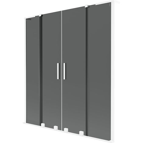 Mexen Velar L Duo mampara de bañera corredera de 2 hojas 140 x 150 cm, grafito, blanco - 896-140-003-42-20 (1/2)