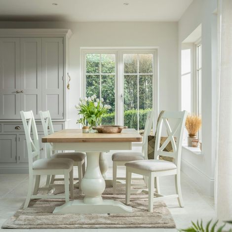Table à manger extensible blanche style bord de mer 160-200 cm VELIA (1/5)