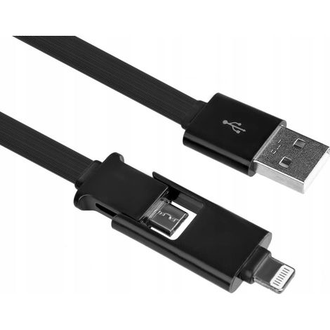 Cavo di ricarica piatto 2 in 1 per iPhone e Micro USB (1/3)