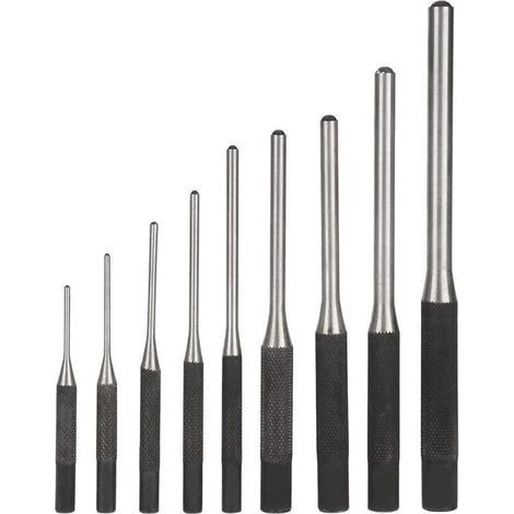 9PCS Poinçon Jeu de Chasse-goupilles En Acier Durable Professionnel, Outil à Main Ingénierie Mécanique (1/5)