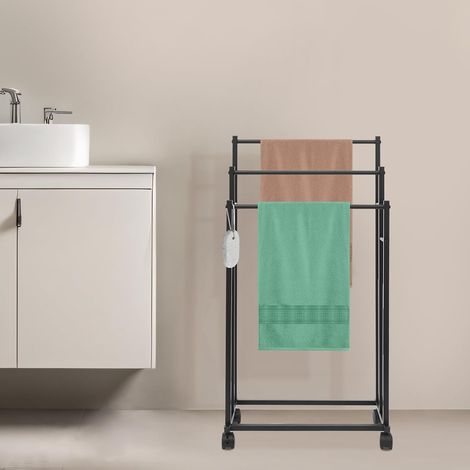 Porte - serviette mobile ironcraft, porte - serviette en métal debout, 4 rouleaux 2 freins 3 leviers, porte - serviette de bain autonome (1/5)