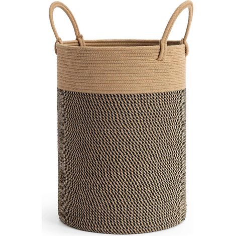 Wschekorb geflochten aus Baumwolle Yute Korb con Griffen Gro Aufbewahrungskorb von Spielzeug im Kinderzimmer Decken im Wohnzimmer, 35 x 50 cm