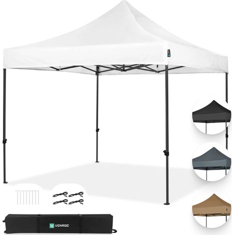 VONROC Faltpavillon 3x3 m – Weiß - Wasserfest