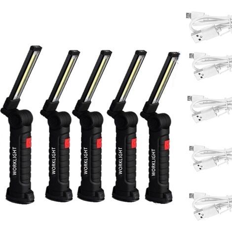 Baladeuse de chantier 5Pcs COB Lampes COB Torche Rechargeable Lampe de Travail d'Inspection Flexible - 5PC Grande