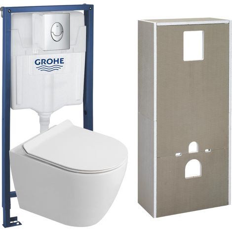 Solido + WC-Set 4-in-1 + WC spülrandlos Ceramia PixL mit SoftClose-Sitz + Platte (GRCEPXWT05-IN)