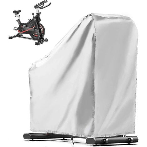 Housse de protection pour vélo d'appartement, adaptée à une utilisation en extérieur. Dimensions : 123 x 58 x 113 mm (argent). (1/4)