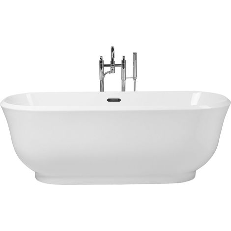 Bañera independiente de acrílico blanco 170 x 77 cm ovalado bordes redondeados moderno Tesoro