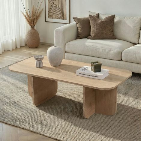 Table basse rectangulaire effet bois bords ronds MARFA