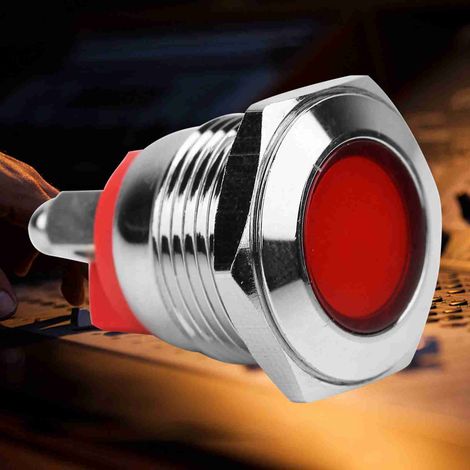 Lot de 40 voyants LED d'alerte laiton nickelé haute qualité IP68 imperméable BEM-16C 16 mm (Rouge 12V) (1/5)
