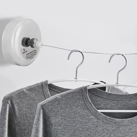 Corde à linge rétractable en acier inoxydable pour salle de bain, fil extensible pour vêtements, usage domestique (1/5)
