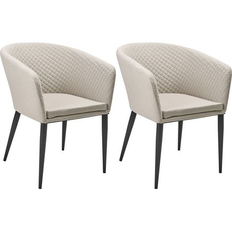 Set di 2 poltrone moderne da interno e da esterno in tessuto con struttura nera Beige Curgos