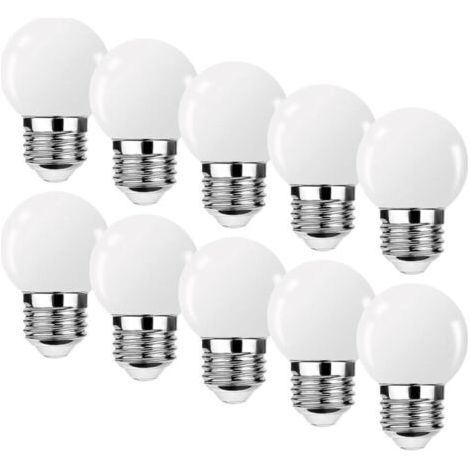 Lot de 10 Ampoule LED E27 3W G45, Mini Globe Golfball E27 G45, Ampoule Blanc Chaud, Angle de faisceau 360°, Non Dimmable [Classe énergétique G] (1/5)