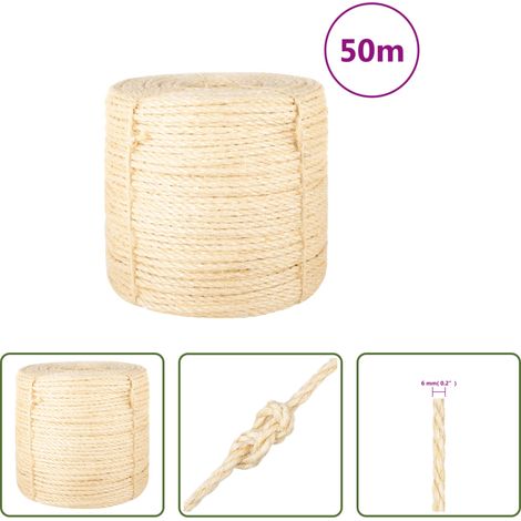 vidaXL Sisalseil 50 m -  Seil 100% Sisal 6 mm 50 m (1/5)