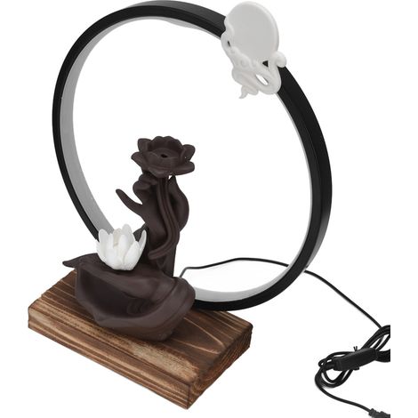 Brûleur d'encens USB en forme de main de Bouddha, brûleur d'encens LED à reflux, porte-encens décoratif pour la maison, nénuphar blanc (1/5)