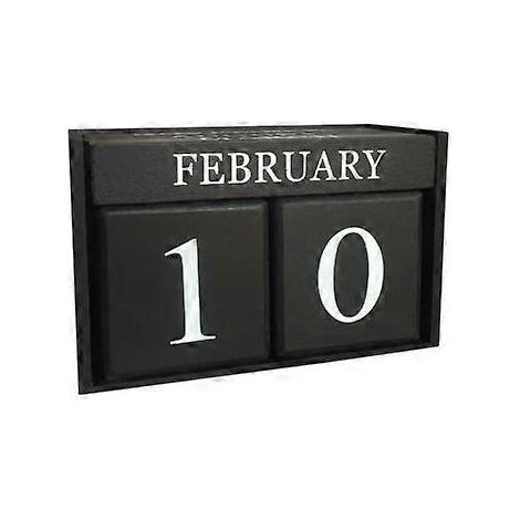 Nouveau calendrier en bois vintage, calendrier perpétuel en bois avec bloc de date pour bureau, calendrier rustique en cubes de bois noir, affichage des mois et des dates (1/5)