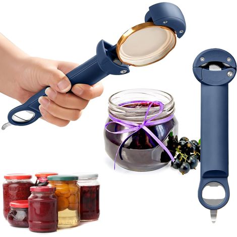 Ouvre-bouteille rétractable multifonctionnel, ouvre-bocal, ouvre-boîte multifonctionnel réglable en acier inoxydable, ouvre-bouteille pour seniors (1/5)
