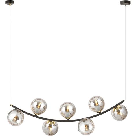 Lampada a Sospensione Ritz, Acciaio verniciato a polvere, Vetro, Nero, Oro, Grigio, 95x100x28 cm (1/5)