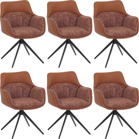[NEUWERTIG] 6er-Set Esszimmerstuhl HHG-889, Küchenstuhl Drehstuhl Stuhl, drehbar Kunstleder Stoff Chenille (410 g/m²) terrakotta (1/5)