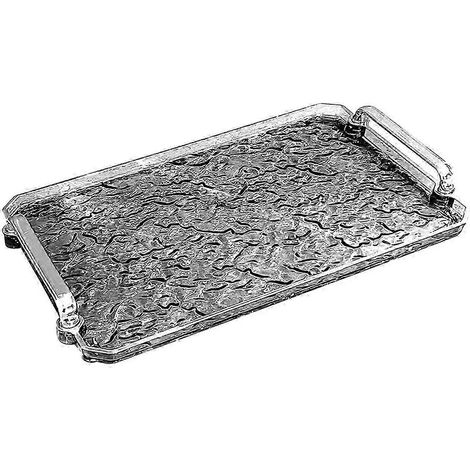 Rechteckiges Serviertablett, Küchen-Organizer, Couchtischtablett, Wasserbechertablett für Bar, Küche, Kosmetik, Dessert, Frühstück-Gray L (1/5)