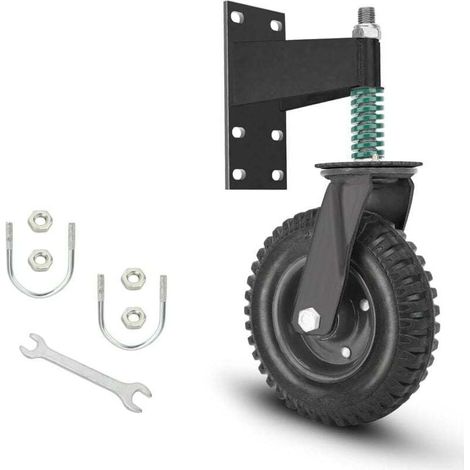 Roue de portail 20 cm pour portail en métal Capacité 272 kg Ressort rotatif à 360 ° Absorbe les chocs Heavy Duty Castors Outil d'installation inclus,noir (1/4)