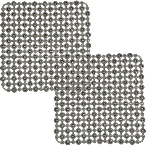 Lot de 2 Tapis Evier Cuisine, 28 x 28 cm, Tapis Evier à Faire Soi-Même pour Evier de Cuisine, Tapis D'évier à Drainage Tapide pour Vaisselle, Verrerie, Légumes. Gris (1/5)