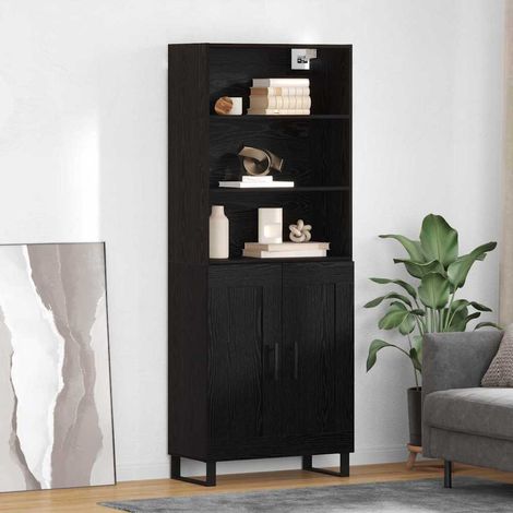 Highboard 2 pcs Schwarz Eichen-Optik Holzwerkstoff