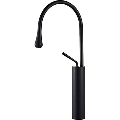 Robinet Mitigeur Lavabo Haut Noir Chrome en Laiton avec Bec Pivotant 360° Design Moderne Salle de Bain Évier (1/5)