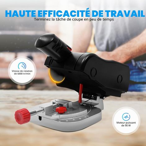 Mini scie à tronçonner - Scie cloche - 90 W - 6000 tr/min - Angle de coupe 0-45° - Pour bois et métal (1/5)