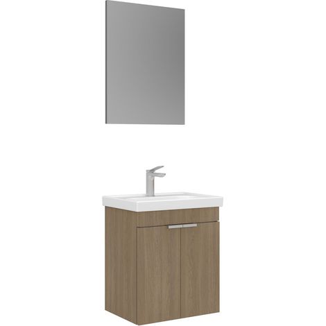 Waschtisch-Set mit Spiegel (2-teilig) "Desna 50" – 50 x 38 x 58 cm – Eiche (1/3)