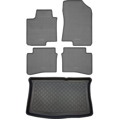 Ensemble de tapis de sol en caoutchouc pour Hyundai i20 II GB Hatchback (5 portes) de décembre 2014 à juillet 2020 : tapis de sol de voiture et tapis de coffre. (1/5)