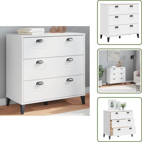 The Living Store Cajonera VIKEN madera de ingeniería blanca - Mueble