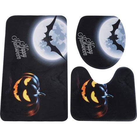 Ensemble de tapis de salle de bain d'Halloween 3 pièces, tapis de bain en polyester antidérapants, paillassons décoratifs pour la maison (1/5)