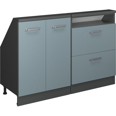 Ensembles de meuble de rangement sous pente Rion, Bleu-gris/anthracite, Lot de 2, Vicco