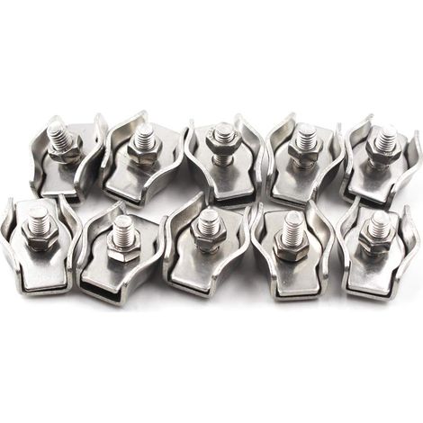 Morsetto per cavo metallico duplex in acciaio inossidabile a 2 montanti M6 10 pezzi (1/5)