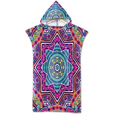 Poncho bohème 1 pièce, serviette de plage, peignoir de bain imprimé à capuche, style surf et sport