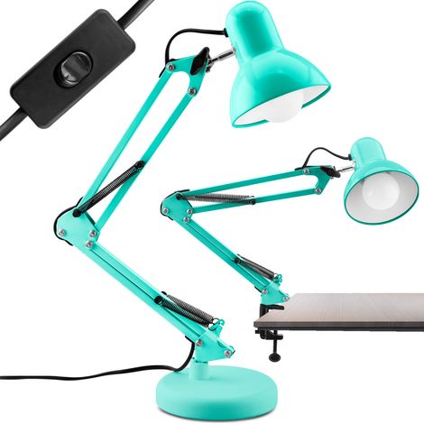 E27 TOBI Mint Lumiled Zeichentischlampe + Tischhalterung