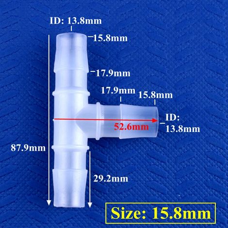 (15,8 mm - 50 pièces) Raccords en T en plastique PP pour tuyau d'irrigation de jardin, adaptateur pour réservoir d'aquarium, tuyau de pompe à air, raccords en T de type pagode (1/5)