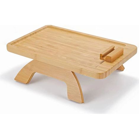 Plateau pliable en bois pour accoudoir de canapé, à fixer sur le canapé pour les boissons, les en-cas, le téléphone portable et la télécommande. (1/5)