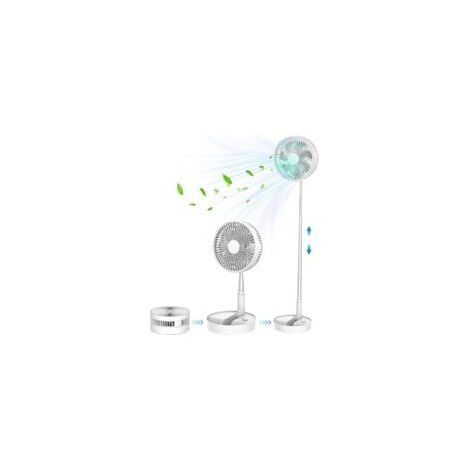Coocheer – Ventilateur sur pied portable silencieux 9'' pliable – 4 vitesses – 7200mAh USB rechargeable – Idéal pour chambre et bureau – Blanc