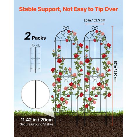 Treillis de Jardin Métal 52,5x220 cm Support de Plante Grimpante Lot de 2 Treillis pour Rosiers, Tomates, Concombres, Fleurs Légume… (1/5)
