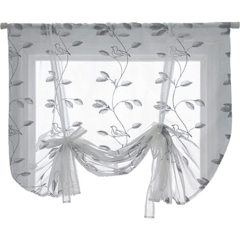 Umweltfreundliche Fenstervorhänge, einfarbig, Pflanzenmuster, einfarbig, Voile-Vorhänge, 100 x 120 cm
