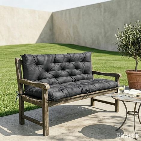 Garden Bench Cushion with Backrest Water Repellent and UV Resistant for Indoor and Outdoor Use Seat Cushion with Backrest for Swing Chair (Anthracite, 120 x 50 x 50 x 10 cm) (1/4)