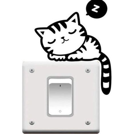 Autocollant mural pour interrupteur - Motif chat endormi - Résultat populaire (1/4)