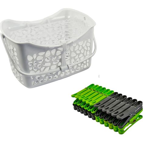 Hartplastikkorb mit 24 Clips, 19 x 14,5 x 11 cm