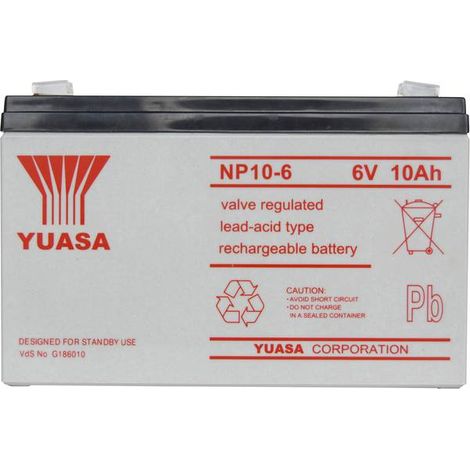 Yuasa NP10-6 Batteria AGM 6 V 10 Ah Senza Manutenzione
