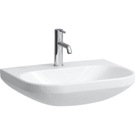 Lavabo LUA 60x46cm avec canal d'écoulement et robinetterie 1 HL-A blanc (1/4)
