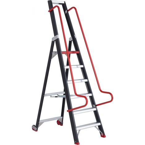 Altrex Taurus Stufenstehleiter mit Rollen TME 6 Stufen (1/3)