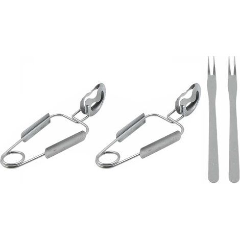 2 Pinces à Escargots + 2 Fourchettes en Acier Inoxydable – Set de Couverts à Escargots Professionnel pour Coquillages, Crustacés (Crabes, Homards) – Idéal Maison, Restaurant, Hôtel (1/5)