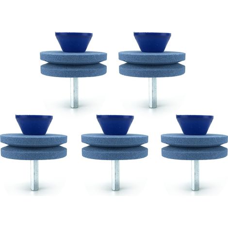 Pierres à aiguiser à double couche (5 bleues) Affûteuse de tondeuse à gazon double couche, meule, pierre à aiguiser, affûteuse résistante à l'usure, tête d'affûtage industrielle (1/5)